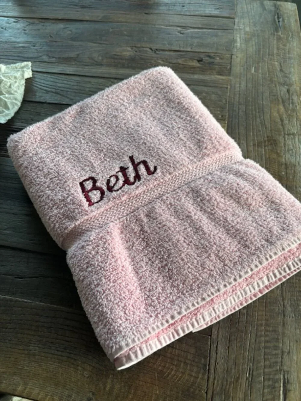 Monogrammed pink bath sheet - SALE!